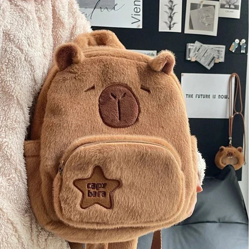 Capybara Plush School Bag – Large Capacity Casual Backpack for Students