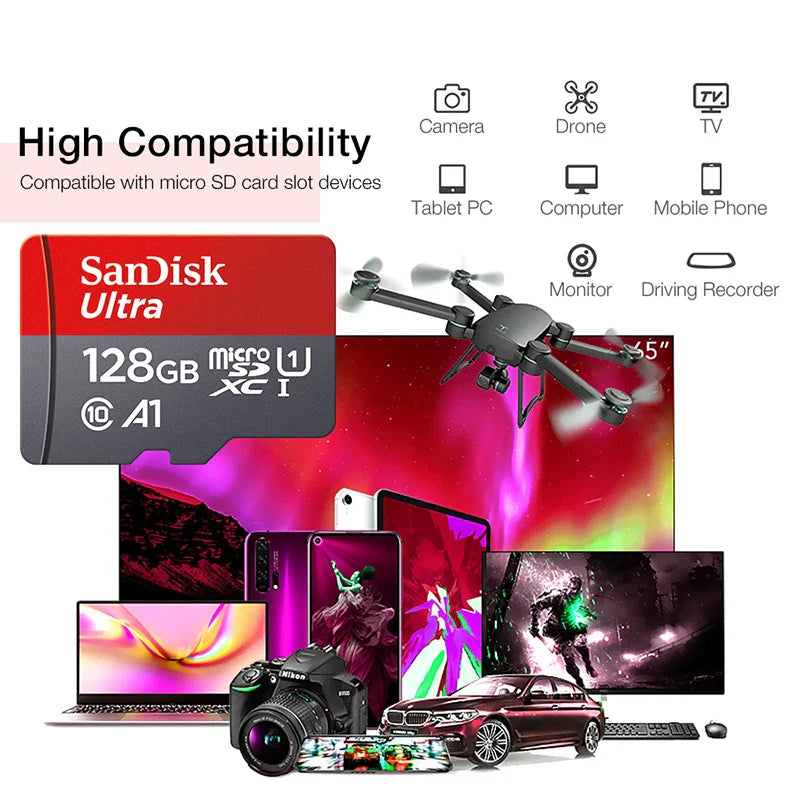 Ultra MicroSD Memory Card — 32GB 64GB 128GB 256GB 512GB A1 Class 10 SD TF Flash Card for Phone