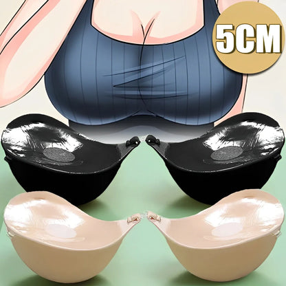 5cm Thicken Silicone Adhesive Bra – Reusable Invisible Strapless Push-Up Nipple Tape for Women