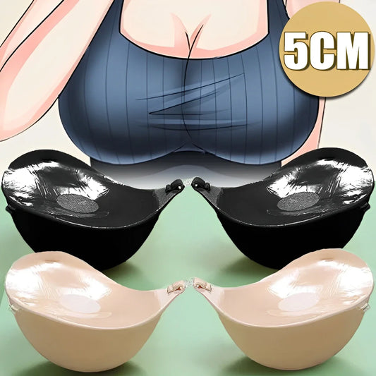 5cm Thicken Silicone Adhesive Bra – Reusable Invisible Strapless Push-Up Nipple Tape for Women