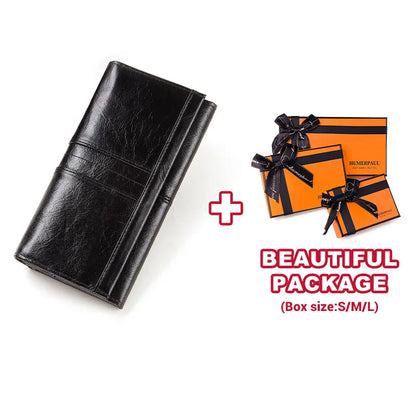 Women’s Genuine Leather Clutch Wallet – RFID Blocking Phone Purse with Zipper Pocket & Card Holder