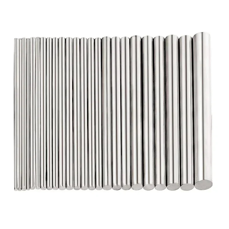 304 Stainless Steel Round Rod - Metric Linear Shaft 0.8mm–14mm Diameter, 125mm–500mm Length