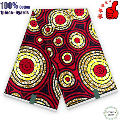 African Real Wax Fabric - High Quality 100% Cotton Ankara Pagne for Women’s Dresses