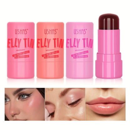 4 Color Jelly Blush Stick – 3-in-1 Multi-Use Matte Blush, Lip Balm & Eyeshadow, Moisturize & Brighten Lip Gloss