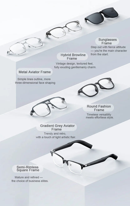 XIAOMI MIJIA Smart Audio Glasses Joyful Edition — Bluetooth 5.2, Detachable Headset, Long Standby, 2h Fast Charge, Anti-Leakage Sound