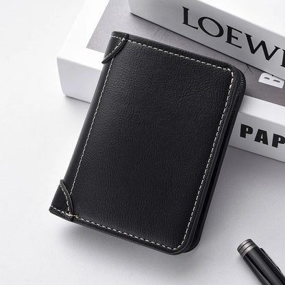 Ultra Thin Mini Leather Wallet - Soft PU Credit Card Holder Vertical Short Wallet for Men