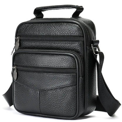 Men’s Genuine Leather Crossbody Bag – Small Outdoor Casual Bag for Motorcycle and Daily Use