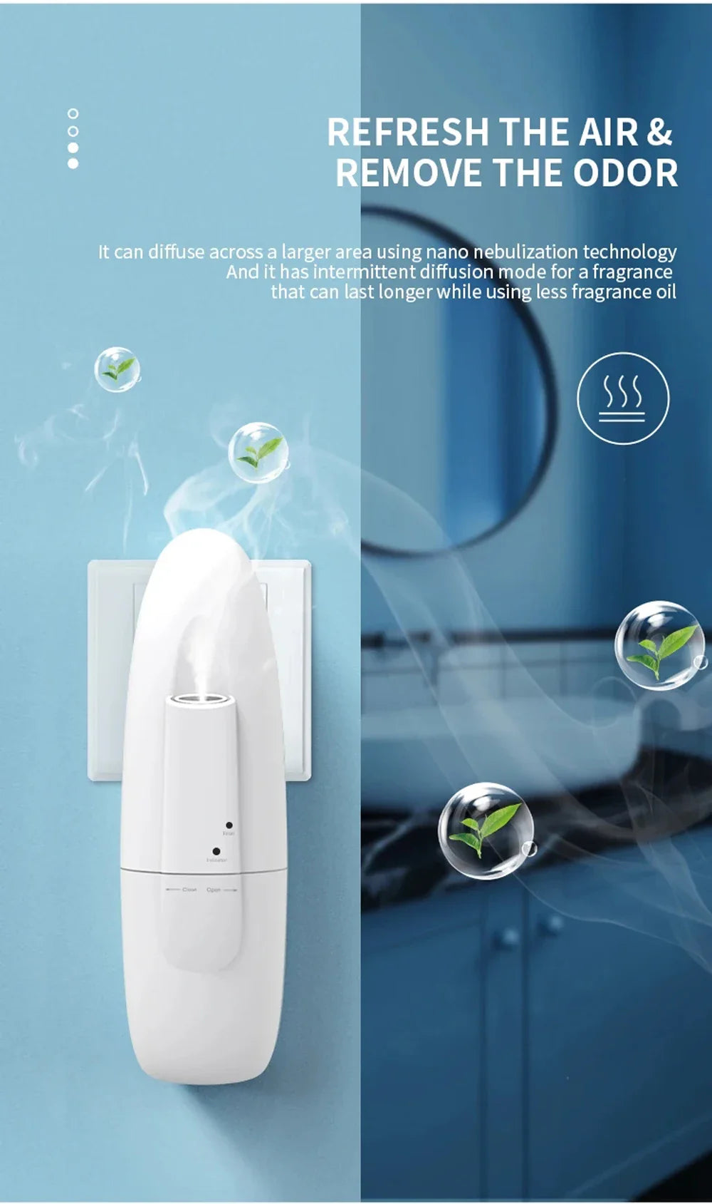 Plug-in Wall Fragrance Diffuser - Hotel Air Freshener, Bluetooth Essential Oil & Electric Aroma Diffuser Machine