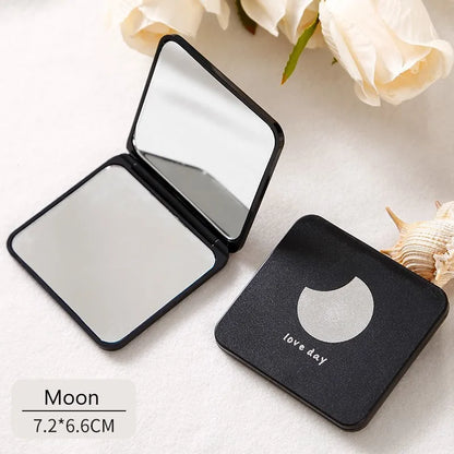 Foldable Mini Square Makeup Mirror - Double-Sided Compact Pocket Vanity Mirror