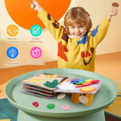 Baby Soft 3D Cloth Book – Montessori Early Learning Toy for Color Cognition & Basic Life Skills