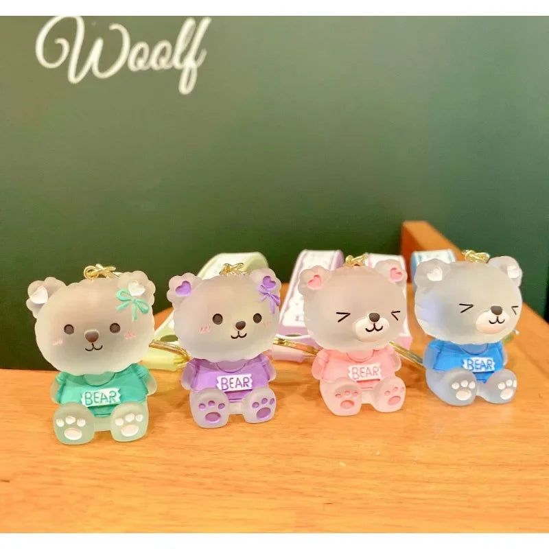 Jelly Bear Keychain - Cute Cartoon Resin Doll Charm for Backpacks and Car Keys