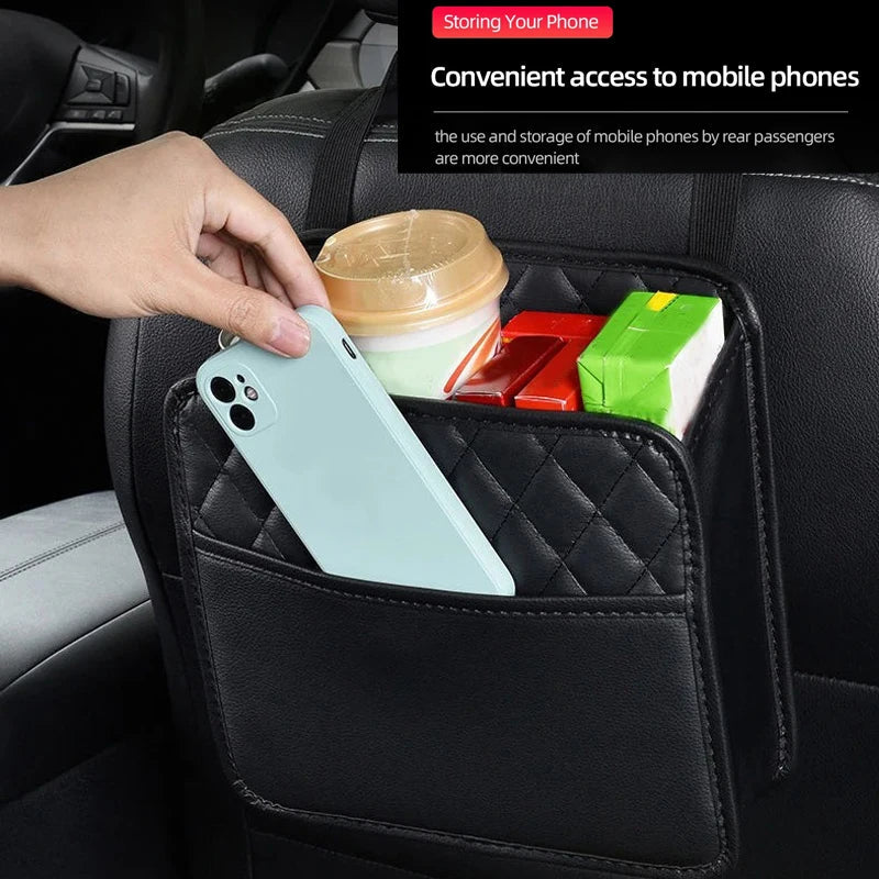 2024 Multi-Functional Car Seat Storage Bag – Leather Garbage Bag & Portable Trash Can for Most Models