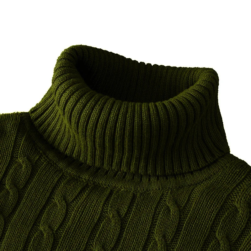 Men's Turtleneck Woolen Sweater - Casual Rollneck Knitted Warm Jumper Winter Pullover Top