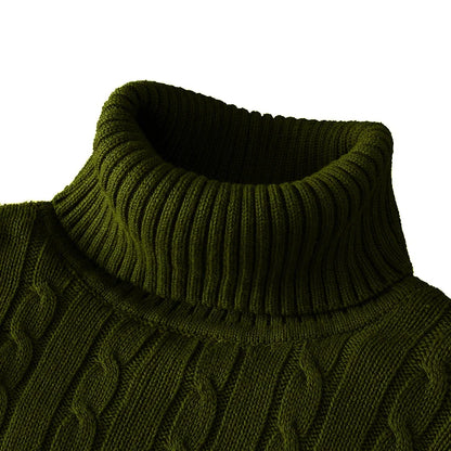 Men's Turtleneck Woolen Sweater - Casual Rollneck Knitted Warm Jumper Winter Pullover Top