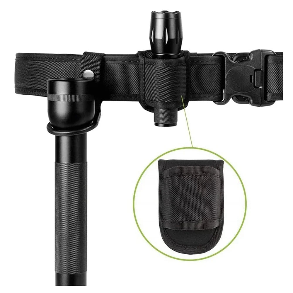 Tactical Flashlight Holder - Nylon Duty Belt Torch Pouch Open Top Carry Case for Camping, Hiking & Outdoor Activities