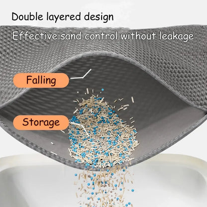 Double-Layer Large Cat Litter Mat – Anti-Splash, Sand-Filtering Floor Protector for Cats