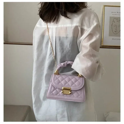 Women’s PU Leather Crossbody Bag - Stylish Rhomboid Chain Shoulder Messenger Mini Handbag
