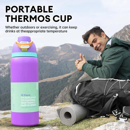 32oz Vacuum Insulated Stainless Steel Water Bottle with Straw – Thermal Cup for Outdoor Sports, Camping & Hiking