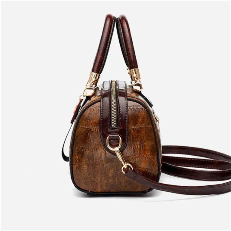 Luxury Women’s PU Leather Handbag – Classic Crocodile Tote & Shoulder Messenger Bag