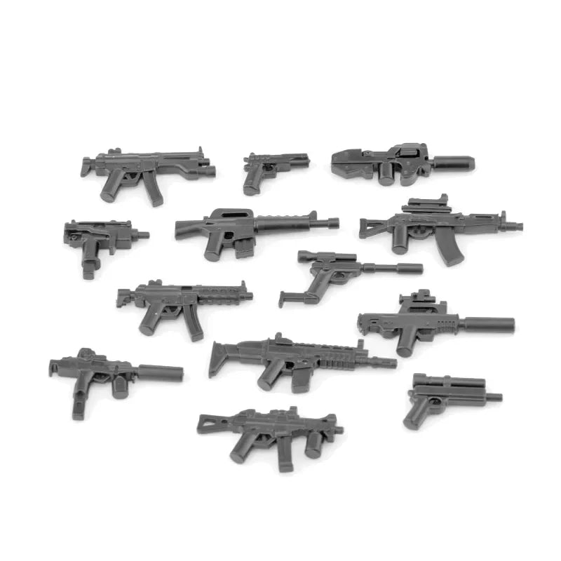 Military Building Blocks Soldier Set - Tactical Weapons Figures with Gatling Gun, Rifle, Mortar & Accessories Toy Kit