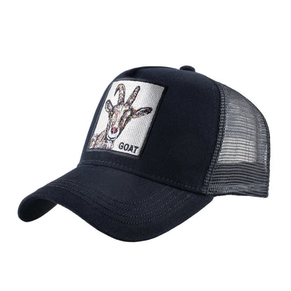Goat Patch Trucker Cap - Embroidered Adjustable Snapback Baseball Hat for Men & Women