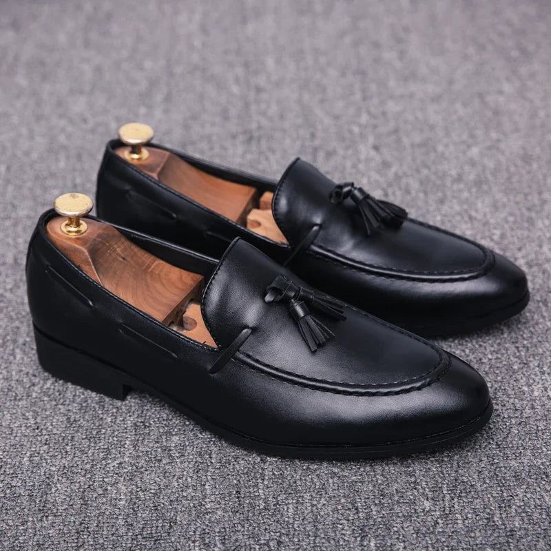 Men’s Formal Leather Loafers - Comfortable Tassel Business & Casual Dress Shoes