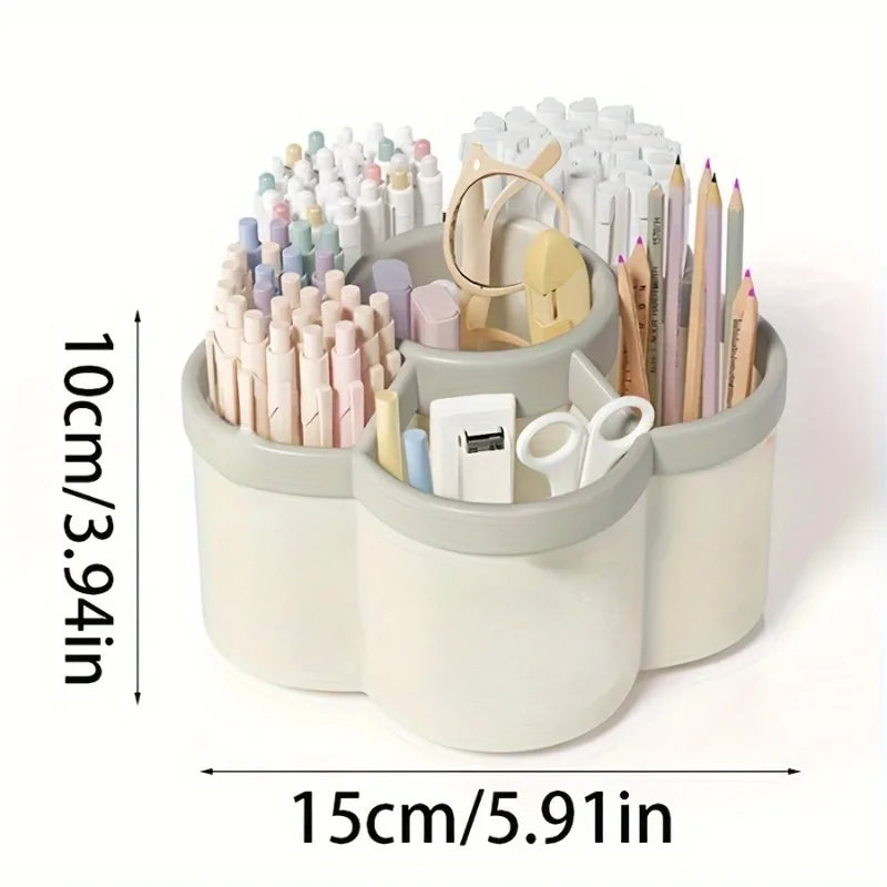 360° Rotating Pen Holder - Cute Large Capacity Desktop Stationery Organizer Storage Box