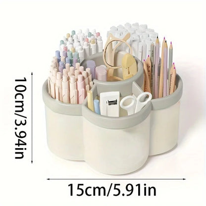 360° Rotating Pen Holder - Cute Large Capacity Desktop Stationery Organizer Storage Box