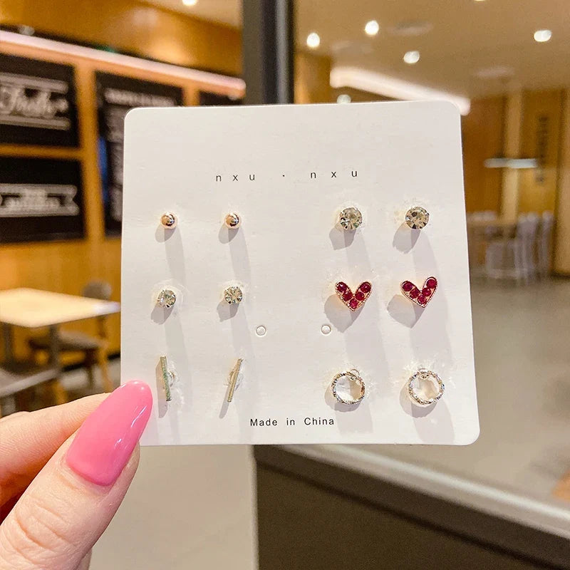 S925 Silver Stud Earrings Set - Simple Cute Mini Earrings for Women Girls Exquisite Jewelry Gift Wholesale