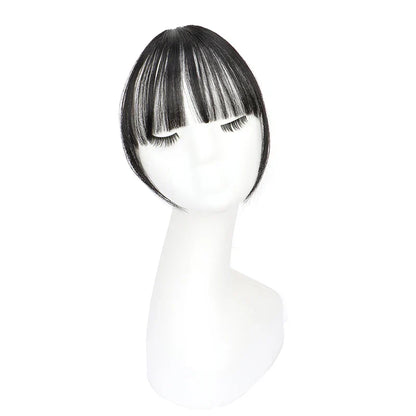 Synthetic Invisible Air Bangs Hair Extensions – Fake Front Fringe Hairpiece, Black & Brown Clip-In Bangs for Women