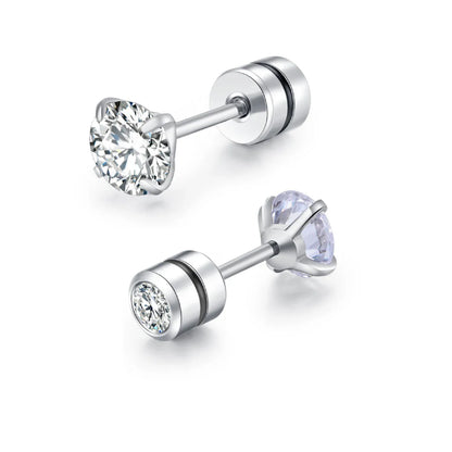 Medical Stainless Steel Zircon Ear Stud Earrings – Hypoallergenic Crystal Cartilage & Tragus Piercing Jewelry with Screw Back