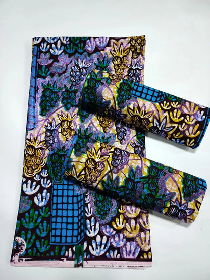 Original African Wax Print Fabric - 6 Yards 100% Cotton Nigerian Ankara Sewing Material