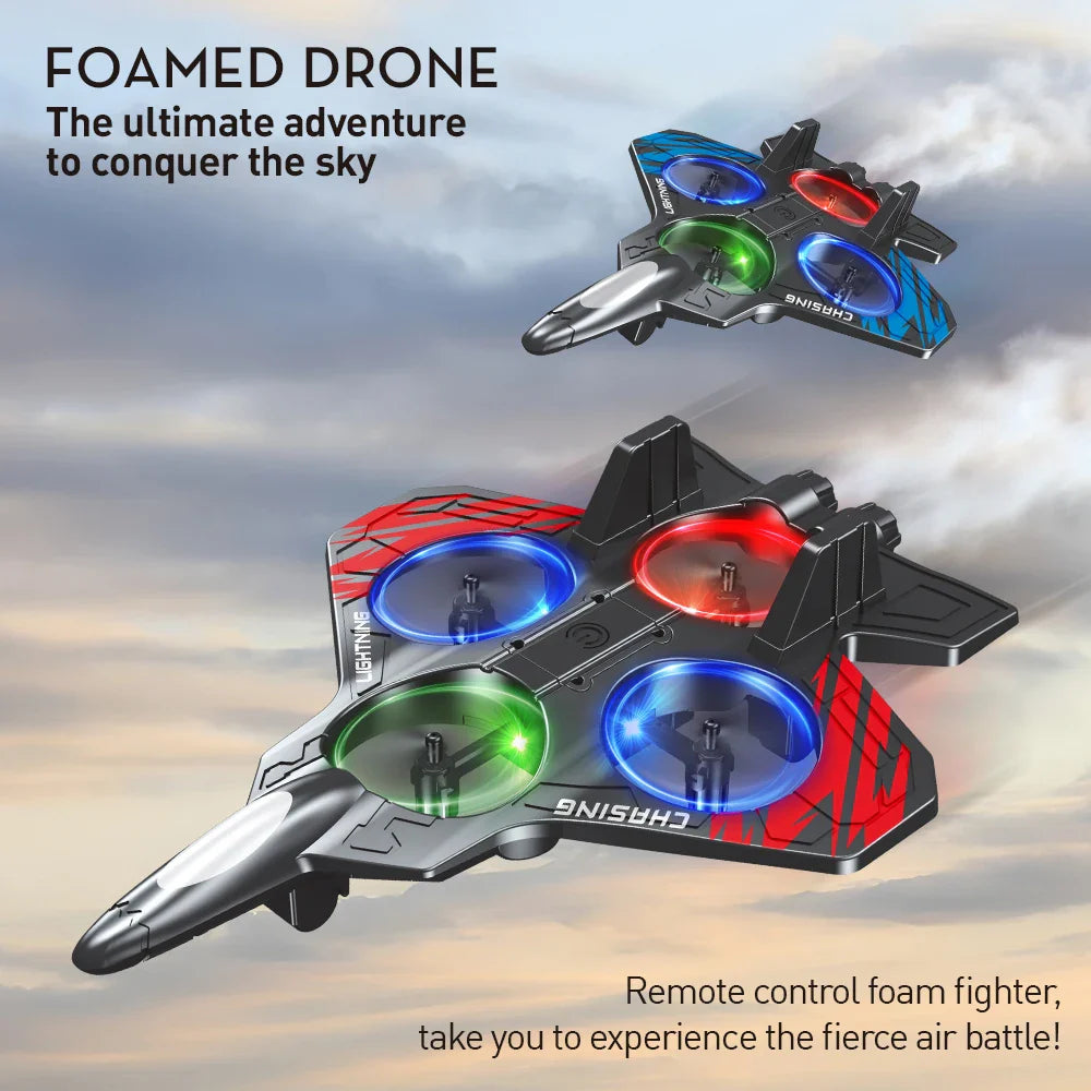 E72 Foam Stunt Aircraft Drone – High-Performance 360° Flip UAV with LED Lights, Fixed Height Hover Remote Control Fighter Toy