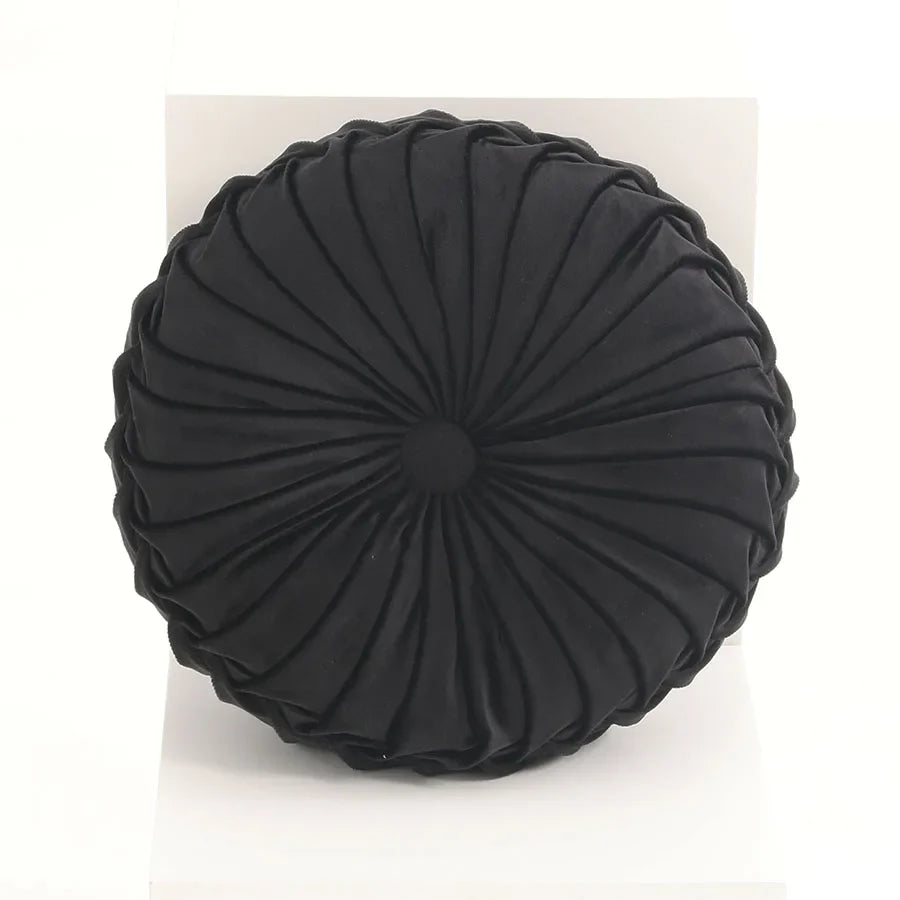 3D Pleated Dutch Velvet Pumpkin Throw Pillow – Hand-Sewn Lumbar Backrest Cushion for Sofa, Bed & Office Chair