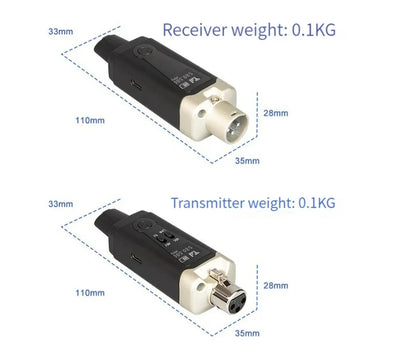 Wireless Microphone System - XLR Mic Converter Adapter with UHF Transmitter for Condenser & Dynamic Mics