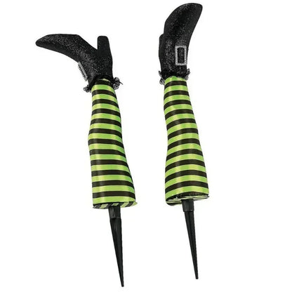 2pcs Halloween Witch Leg Yard Stakes - Evil Witch Outdoor Garden Lawn Decor & Party Decoration Props