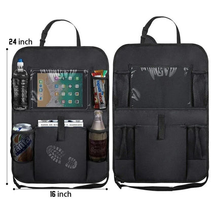 Car Backseat Organizer - Touchscreen Tablet Holder with Storage Pockets & Seat Back Protector