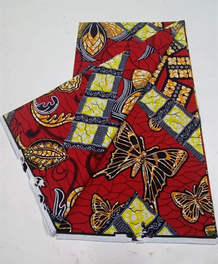 African Wax Print Fabric 6 Yards - Ghana Kente Design Ankara Kitenge Pagne