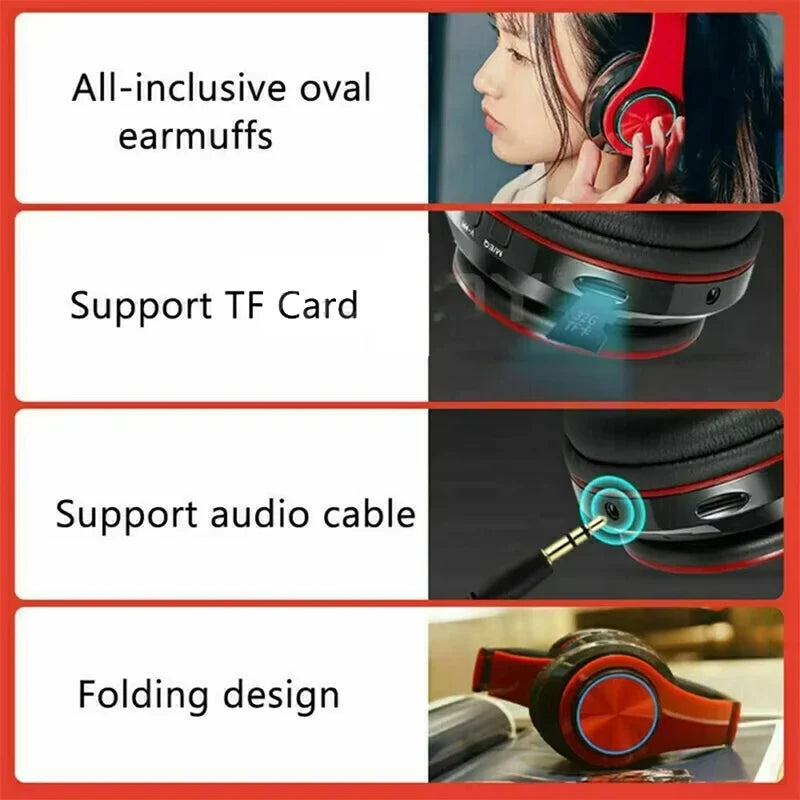B39 Wireless Bluetooth Headphones - Noise Cancelling Stereo Headset with Microphone for Gaming & Sport