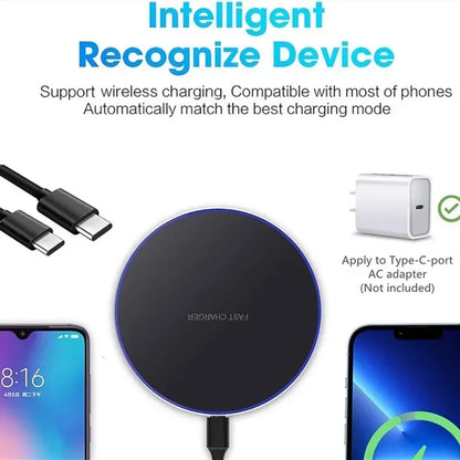Wireless Phone Charger Stand - Fast Charging Pad Dock for iPhone 16/15/14/13/12/11, Samsung & Xiaomi