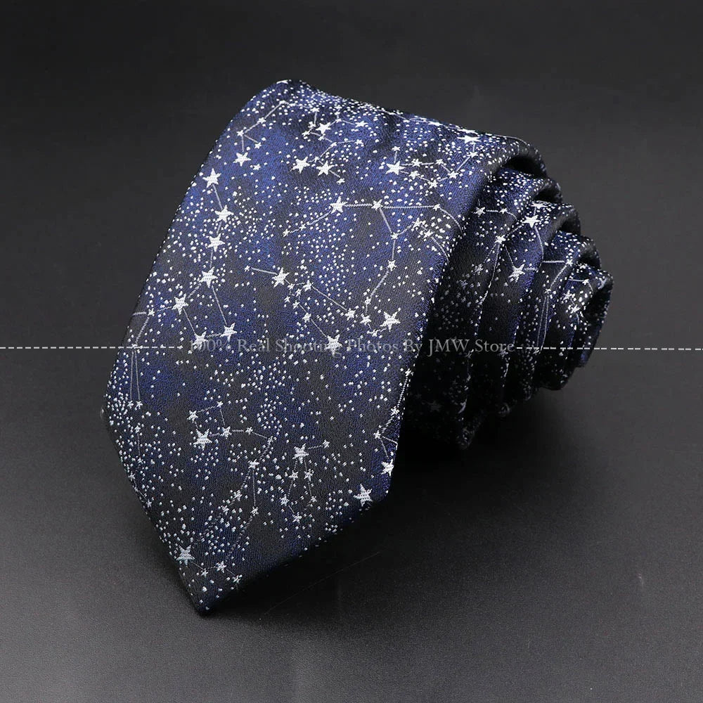 Men’s Wedding Floral Necktie - Wave Fireworks Meteor Flower Design Tie for Groom, Business & Formal Accessories Gift