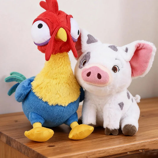 Kawaii Moana Plush Toy Set - Cute Pig & Rooster Stuffed Animals for Kids Birthday Gift and Home Decor