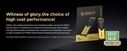 ORICO PCIe 4.0 M.2 NVMe SSD O7000 – 7400MB/s Internal Solid State Drive for PS5 Gaming & Content Creators (1TB/2TB/4TB, M Key 2280)