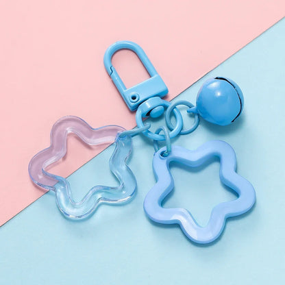 Hollow Star Bell Charm Keychain - Colorful Acrylic Bead Pendant for Bags, Lanyards & Jewelry Making Accessories