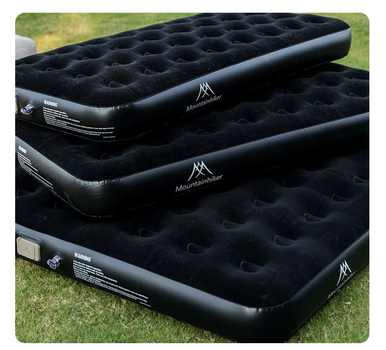 MOUNTAINHIKER 2025 Inflatable Air Mattress – PVC Glamping Sleeping Mat with Built-in Pump for 1-3 Persons