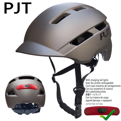USB Rechargeable Cycling Helmet with Built-in Taillight – In-Mold MTB Mountain & Road Bike Safety Helmet for Sports Riding