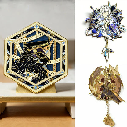 Genshin Impact Capitano Anime Brooch Pins - Cosplay Character Badges Backpack Accessories Fan Gift