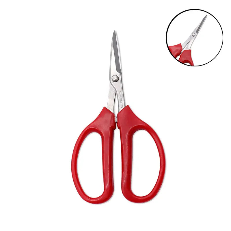 Stainless Steel Fruit Scissors - Red Handle Grape Clippers and Pruning Shears for Bonsai Gardening Tools