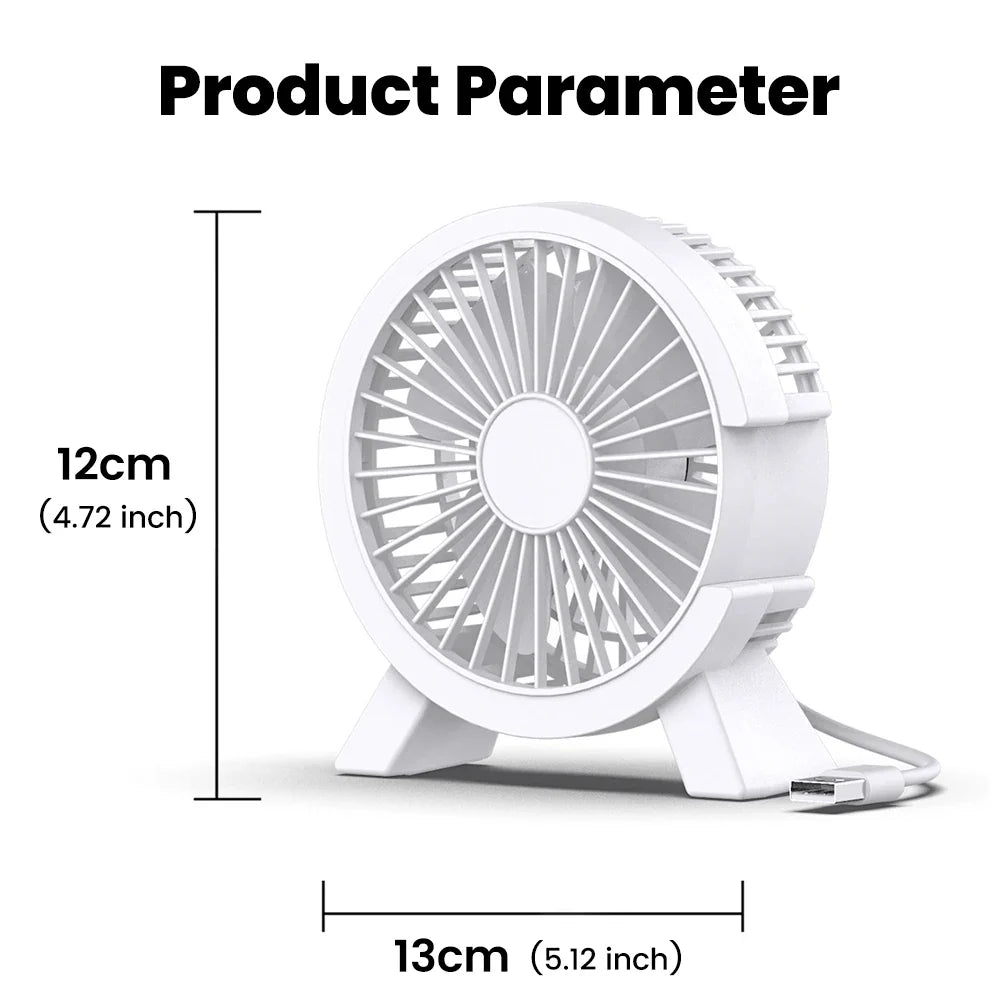 Mini USB Rechargeable Desk Fan - Portable Small Cooling Fan for Student Dorm, Office, Computer Desk and Home Use