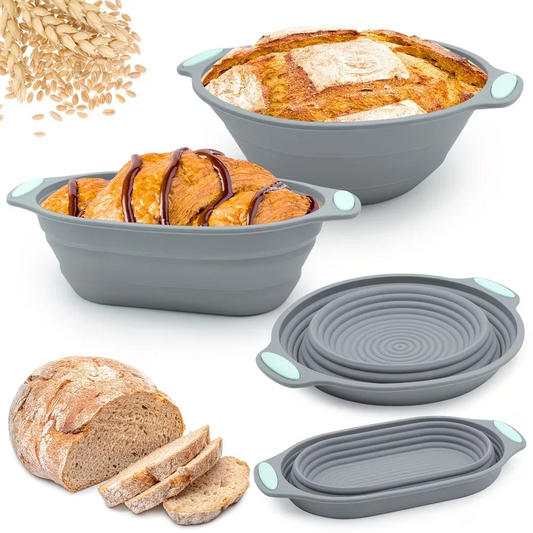 Silicone Bread Fermentation Basket - Foldable Easy-Clean Dough Proofing Bowl for Home Baking